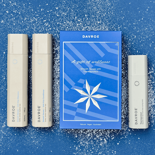 This Christmas, treat yourself or a loved one to the ultimate hair pampering experience with the Davroe Smooth Senses Trio Pack. Infused with the nourishing essence of Blueberry, this luxurious set is specially crafted to transform normal and dry hair into a vision of softness, shine, and health.
325mL Davroe Smooth Senses Anti-Frizz Shampoo
325mL Davroe Smooth Senses Anti-Frizz Conditioner
200mL Davroe Thermaprotect