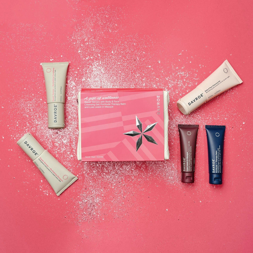 Davroe Repair Senses Travel Pack
Davroe Repair Senses
Restored, protected, stronger hair

A mild everyday shampoo and conditioner with Hibiscus for normal and coloured hair. Contains our unique Colour Protect Complex; formulated with pure plant extracts, including Kakadu Plum and Olive Leaf to help extend the life of your colour. Rice and Quinoa Proteins assist in strengthening and protecting the hair.